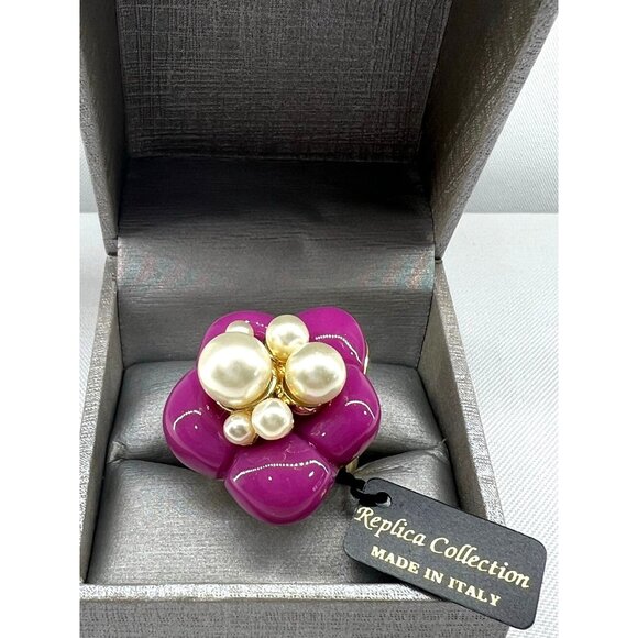The Replica Collection Italy Jewelry - Stylish Purple and White Pearl Cocktail Ring Size 7